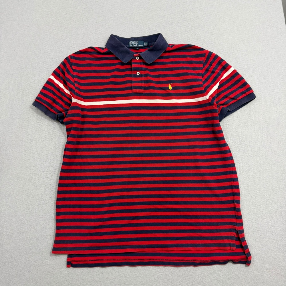 Polo Ralph Lauren Polo Men XXL Red Striped Short Sleeve Shirt Classic Fit Cotton